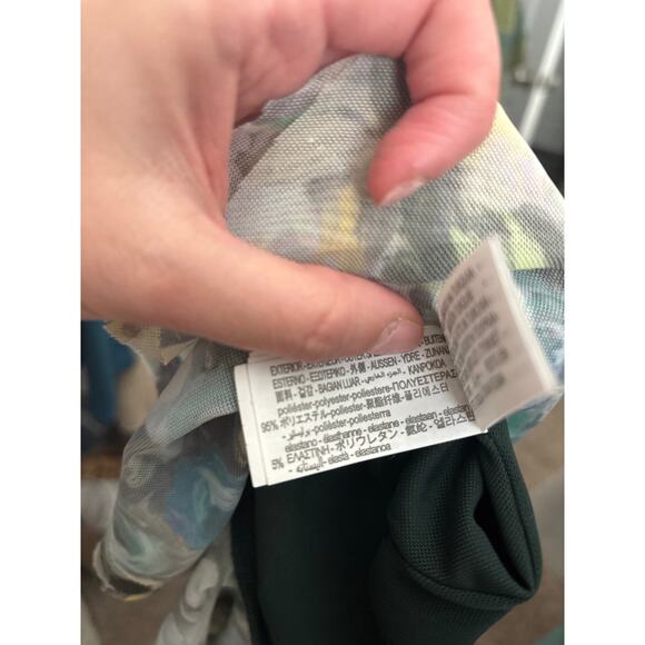 Zara Floral Mesh Ruched Mini Dress V-Neck Ruffle Sleeveless Small Asymmetrical - Picture 10 of 10